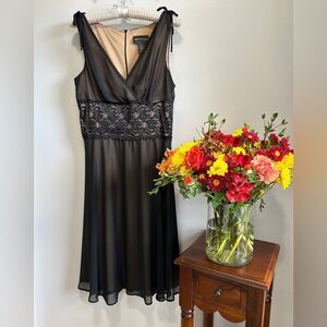 Connected Apparel Black Chemise with Lace Details